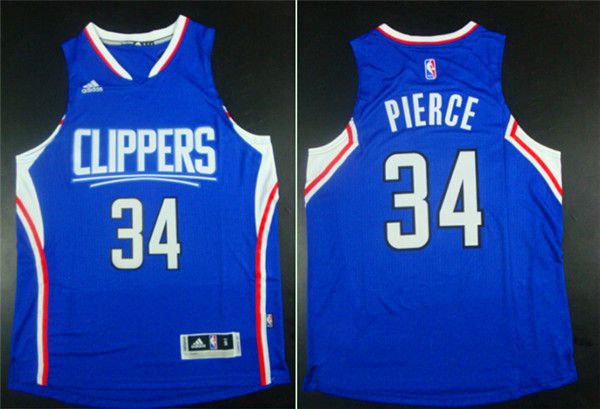 Men Los Angeles Clippers 34 Pierce Blue Adidas NBA Jerseys